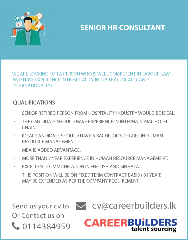 Senior Hr Consultant job vacancy at Career Builders (Pvt) Ltd |  JobVacancies.lk