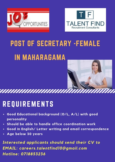 top jobs, job vacancies - Secretary in Colombo